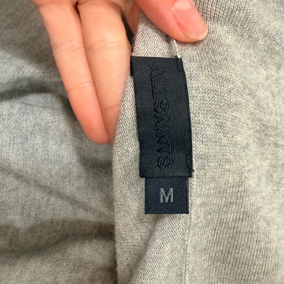 All Saints Wasson Pirate Wool Silk Knit Convertible Cardigan Grey Medium - Picture 10 of 11